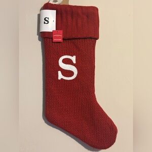 New Wondershop Letter Initial "S” Monogram Red Knit Christmas Stocking